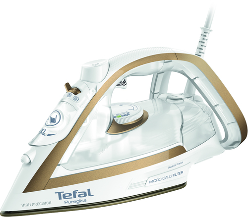 Tefal Puregliss FV8042 Утюг для сухой глажки и отпаривания Durilium AirGlide Autoclean soleplate 3000 W Бронзовый, Белый