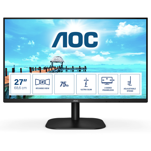 AOC B2 27B2H/EU. Tamanho do ecrã na diagonal: 68,6 cm (27"), Resolução: 1920 x 1080 pixels, Tipo de HD: Full HD, Tecnologi