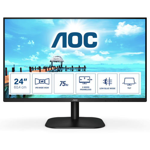 AOC B2 24B2XH/EU. Tamanho do ecrã na diagonal: 60,5 cm (23.8"), Resolução: 1920 x 1080 pixels, Tipo de HD: Full HD, Tecnol