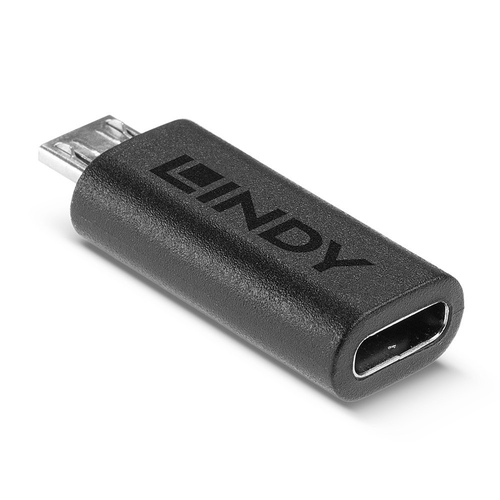 Lindy 41903 tussenstuk voor kabels USB Type C USB Type Micro-B Zwart, afbeelding 2