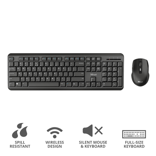 Trust ODY. Keyboard form factor: Full-size (100%). Keyboard style: Straight. Device interface: RF Wireless, Keyboard key s