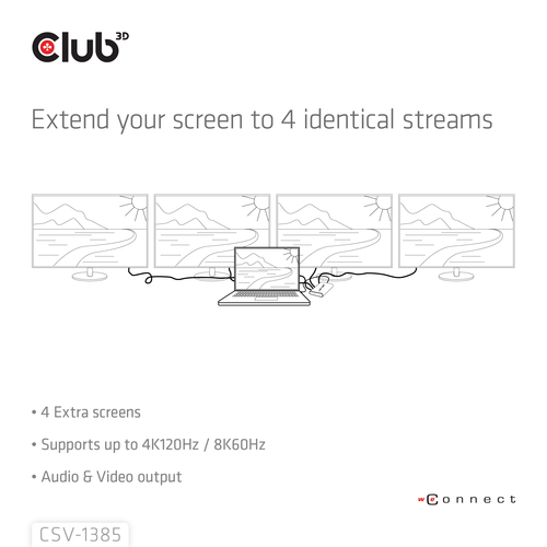 Club 3D HDMI Splitter 1x > 4x HDMI 4K 120Hz, afbeelding 5