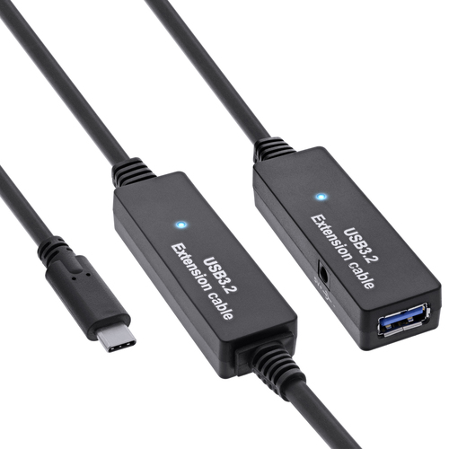 Product image: InLine USB 3.2 Gen.1 active extension, USB-C male to USB-A female, 15m