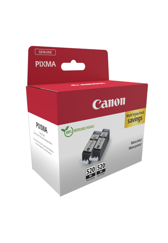 Canon Pgi-520 Pgbk Inkjet Cartridge Twin Pack Black 2932B019 - image 2