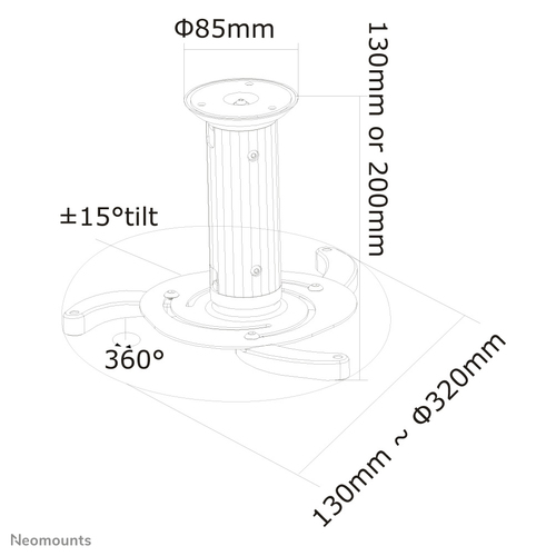 Neomounts BEAMER-C80 - beamer plafondsteun, afbeelding 10