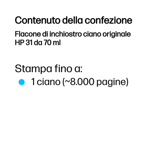 HP 31 – Flacone di inchiostro ciano originale