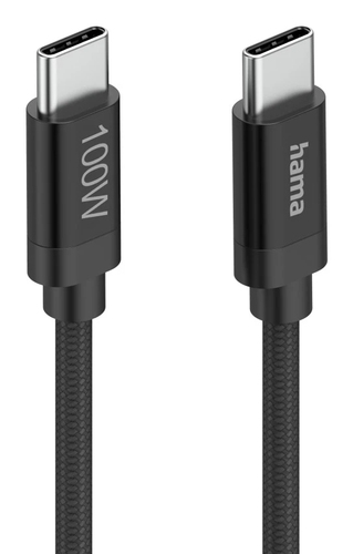 Hama Fabric USB-C - USB-C 100W 1.5 m nylon Oplader Zwart, afbeelding 3