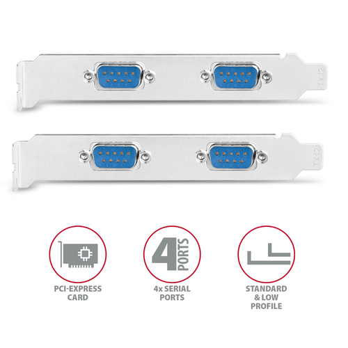 AXAGON PCEA-PSN PCIe-Adapter mit 4x Seriell-Ports - ASIX AX99100 Chipsatz SchnittstellenkartenAdapter – Foto 4 von 7