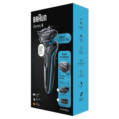 Braun Series 5 51-M1850s Foil shaver Black, Blue – image 6