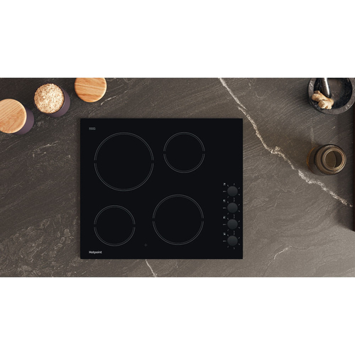 Hotpoint HR620RH 60cm 4 Zone Frameless Ceramic Hob Black Side Controls - image 3