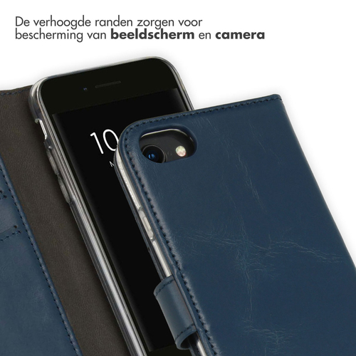 Selencia Echt Lederen Bookcase iPhone SE (2022 / 2020) / 8 / 7 / 6(s) - Blauw, afbeelding 4