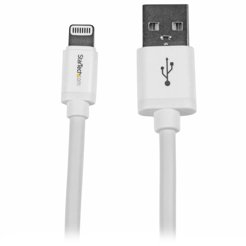StarTech.com 2m (6ft) Long White Apple 8-pin Lightning Connector to USB Cable for iPhone / iPod / iPad - Charge and Sync Cable (USBLT2MW) Lightning-kabel 2m Hvid