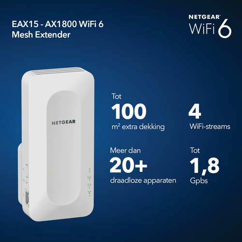 Netgear EAX15-100PES WiFi repeater Wit, afbeelding 3
