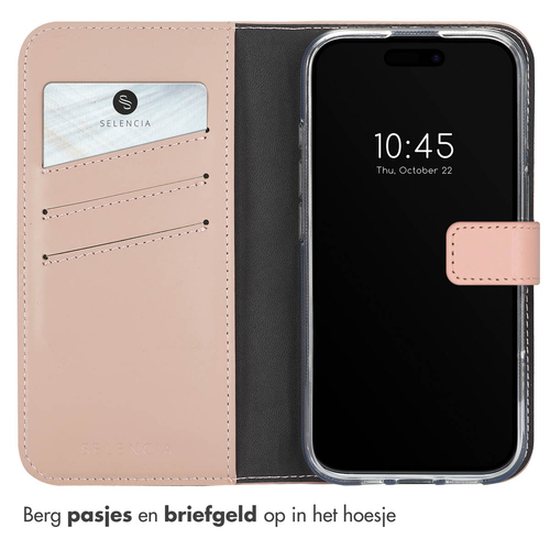 Selencia Echt Lederen Bookcase iPhone 16 - Dusty Pink, afbeelding 3