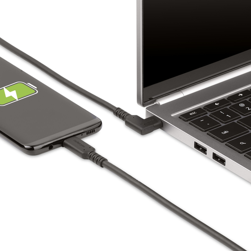 StarTech.com 1.6ft (50cm) Rugged Right Angle USB-C Cable, USB 3.2 Gen 2 (10 Gbps), USB C to C Data Transfer Cable, 4K 60Hz DP Alt Mode, 100W Power Delivery - 90 Degree USB-C Cable (RUSB31CC50CMBR) USB Type-C kabel 50cm Sort – billede 6