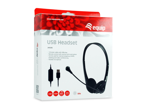 Equip Headset USB 245305 1.8m Kabel,Mikro,Fernbe.Stereosw, afbeelding 3