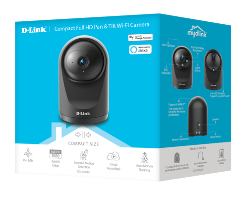D-Link Compact Full HD Pan & Tilt Wi-Fi Camera DCS-6500LH. Type: IP security camera, Placement supported: Indoor, Certific