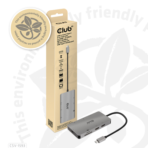 Club 3D USB 3.2 Gen1 Type-C 8-in-1 dockingstation, afbeelding 4