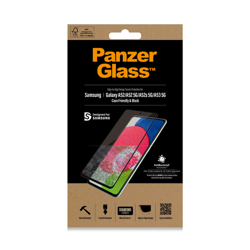 Panzerglass Samsung Galaxy A52/A52 5G Case Friendly Smartphone screenprotector Zwart, afbeelding 2