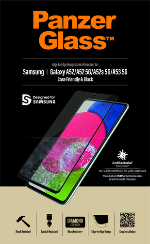 Panzerglass Samsung Galaxy A52/A52 5G Case Friendly Smartphone screenprotector Zwart, afbeelding 9