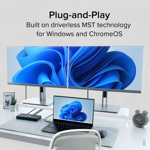 Plugable Technologies USB C Docking Station Dual Monitor 2 HDMI Ports, Power Delivery Dock, Dual 4K Monitor for Windows, ChromeOS, 1x USB-C, 3x USB, Ethernet, a – image 4