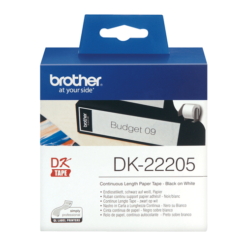 Brother Paper Labelling Tape 62mm x 30.48m Black on White DK22205 - image 2