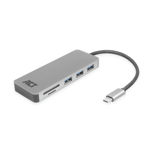 ACT Connectivity USB-C hub 3.0, 3x USB-A, cardreader, PD pass-through dockingstation