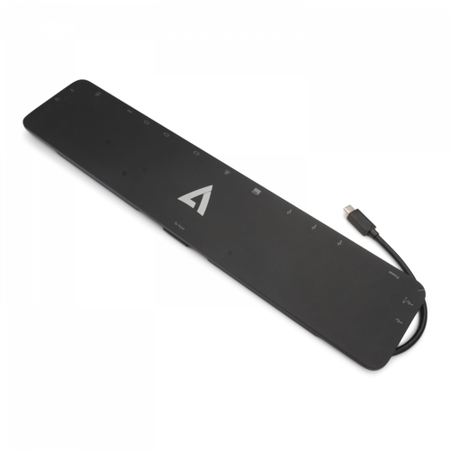 V7 CA66449. Tecnologia de conetividade: Acoplamento, Interface do host: USB 3.2 Gen 1 (3.1 Gen 1) Type-C. Cor do produto: Preto, Taxa de transferência de dados: 1 Gbit/s, Tipo de slot de cadeado antirroubo: Kensington. Largura: 74 mm, Profundidade: 349,5 mm, Altura: 18 mm. Quantidade por conjunto: 1 unidade(s), Comprimento da embalagem: 115 mm, Profundidade da embalagem: 390 mm. Cabos: USB Type-C