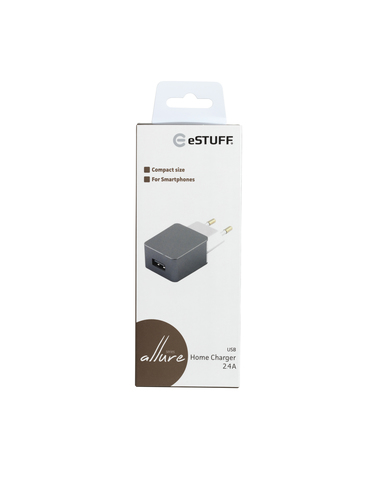 eSTUFF Home Charger 1 USB 2.4A Grey – image 2