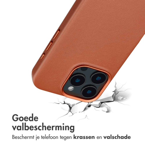 Accezz MagSafe Leather Backcover voor iPhone 16 Pro Telefoonhoesje Bruin, afbeelding 7