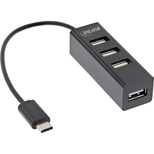 InLine USB 2.0 4-Port Hub, USB-C male to 4x USB-A female, cable