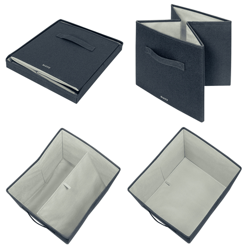 Leitz Aufbewahrungsbox aus Stoff mit Deckel gro Samtgrau 2er-Pack – Foto 5 von 5