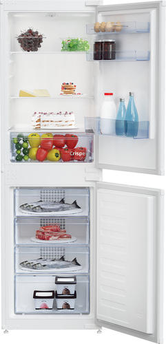 Beko BCFD450 178cm 50/50 Integrated Frost Free Fridge Freezer with Sliding Door Hinge - White - E Rated, White - image 1