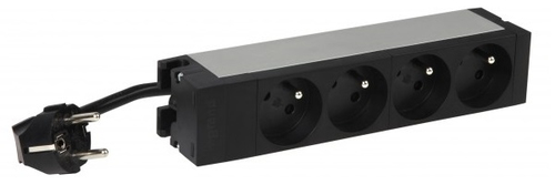 Legrand 6 468 00 блок распределения питания 4 розетка(и) 1U Черный, Серый
