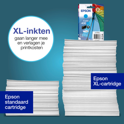 Epson 406XL Umbrella DURABrite Ultra inktcartridge 1 stuk(s) Origineel Hoog (XL) rendement Cyaan, afbeelding 3