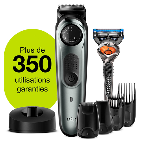 Braun Beard Trimmer BT7240 Men Trimmer & Hair Clipper, 39 Length Settings, Black/Grey Metal – image 7