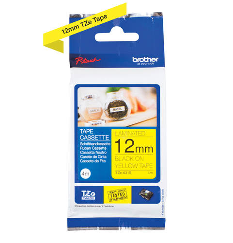 Brother TZE631S Black on Yellow Label Tape 12mmx4m - image 1