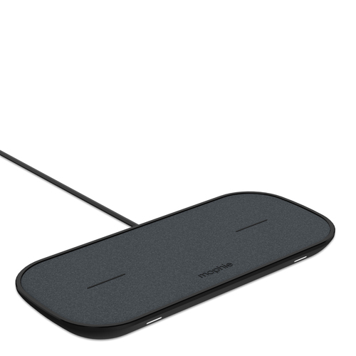 mophie dual wireless charging pad - Alfombrilla de carga inalámbrica adaptador de corriente CA - 7.5 vatios mini-USB Tipo A de 4 patillas - negro - Mophie