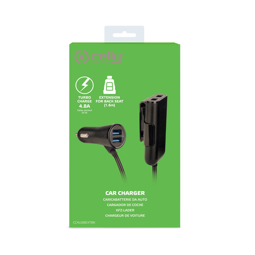 Celly Autolader 4 Usb-poorten 1,6m, afbeelding 2
