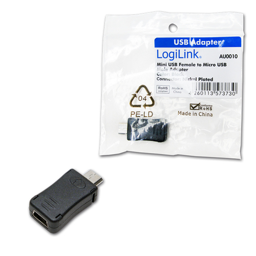 Logilink Adapter Mini USB Bu > Micro USB St, afbeelding 2