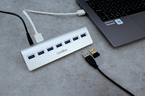 CoolBox HUBCOO7ALU3 interface hub USB 3.2 Gen 1 (3.1 Gen 1) Type-A 5000 Mbit/s Silver – image 2