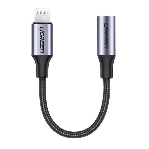 30756 Adaptador de Auriculares Lightning a 35mm Certificado MFI 100 compatible con dispositivos Apple Ideal para llamadas Música y Control de Línea Caja de Aluminio Nylon Trenzado Blindaje Múltiple Cable de 10cm 30756