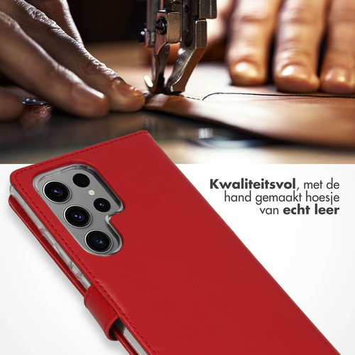 Selencia Echt Lederen Bookcase Samsung Galaxy S24 Ultra - Rood, afbeelding 2