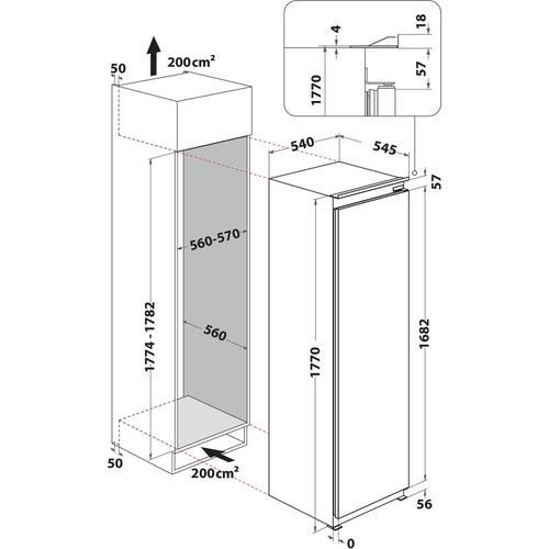 Hotpoint HTSD18F013H1 177cm Integrated In Column Frost Free Freezer - image 6