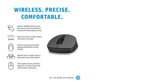 HP 150 Wireless Optical Mouse, Black - image 5