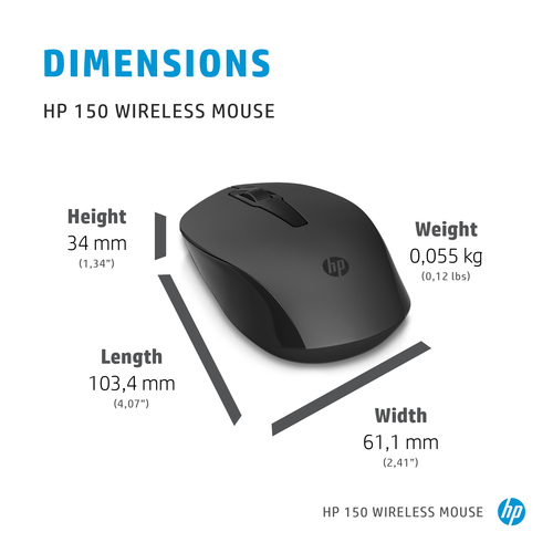 HP 150 Wireless Optical Mouse, Black - image 7