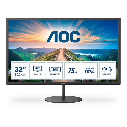 Aoc Q32V4 31.5" 2K Ultra HD Ips Monitor â€“ Qhd, Adaptive Sync, Built-in Speakers, Flicker-Free Technology - image 1