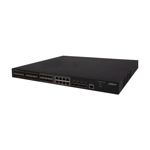 DH-S5500-24GF4XF-E DAHUA DHS550024GF4XFE Switch Gigabit Inteligente de 24 puertos de Fibra Optica/ 16 Puertos SFP 100/1000 Basex 8 Puertos SFP 100/1000 Mbps Combo/ 8 Puertos Ethernet 10/100/1000 Combo/ Swtiching 336 Gbps/ Tasa de Reenvio 96 Mbps/ VLAN Etc/ DH-S5500-24GF4XF-E