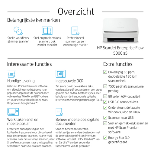 HP ScanJet Enterprise Flow 5000 s5 - Documentscanner, afbeelding 5
