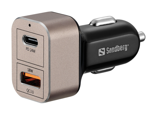 Sandberg Car Charger 1xQC3.0+1xUSBC